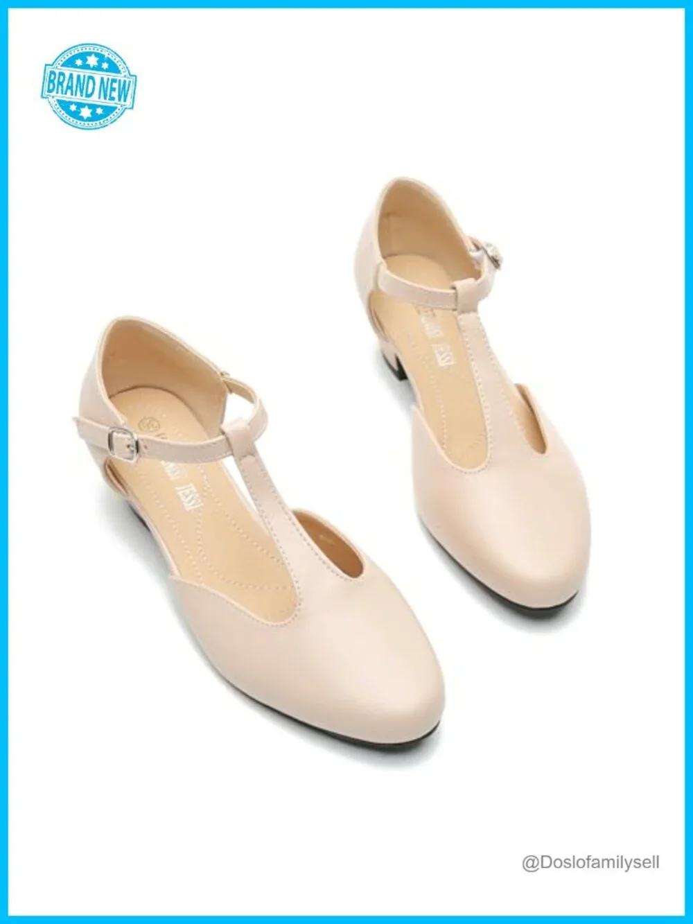 Women's T-Strap Mary Jane Pumps Low Block Heel Closed Toe Buckle Ankle Strap